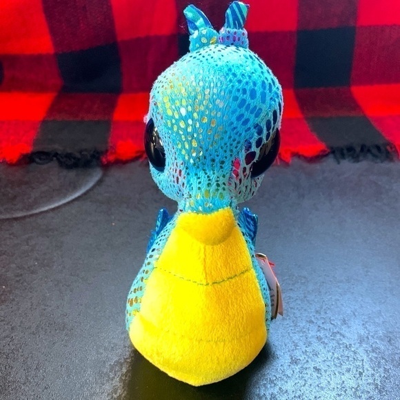 Ty Beanie Boos Blue Green and Yellow Sea Creature Neptune Plush Toy Fluffy - Picture 7 of 8